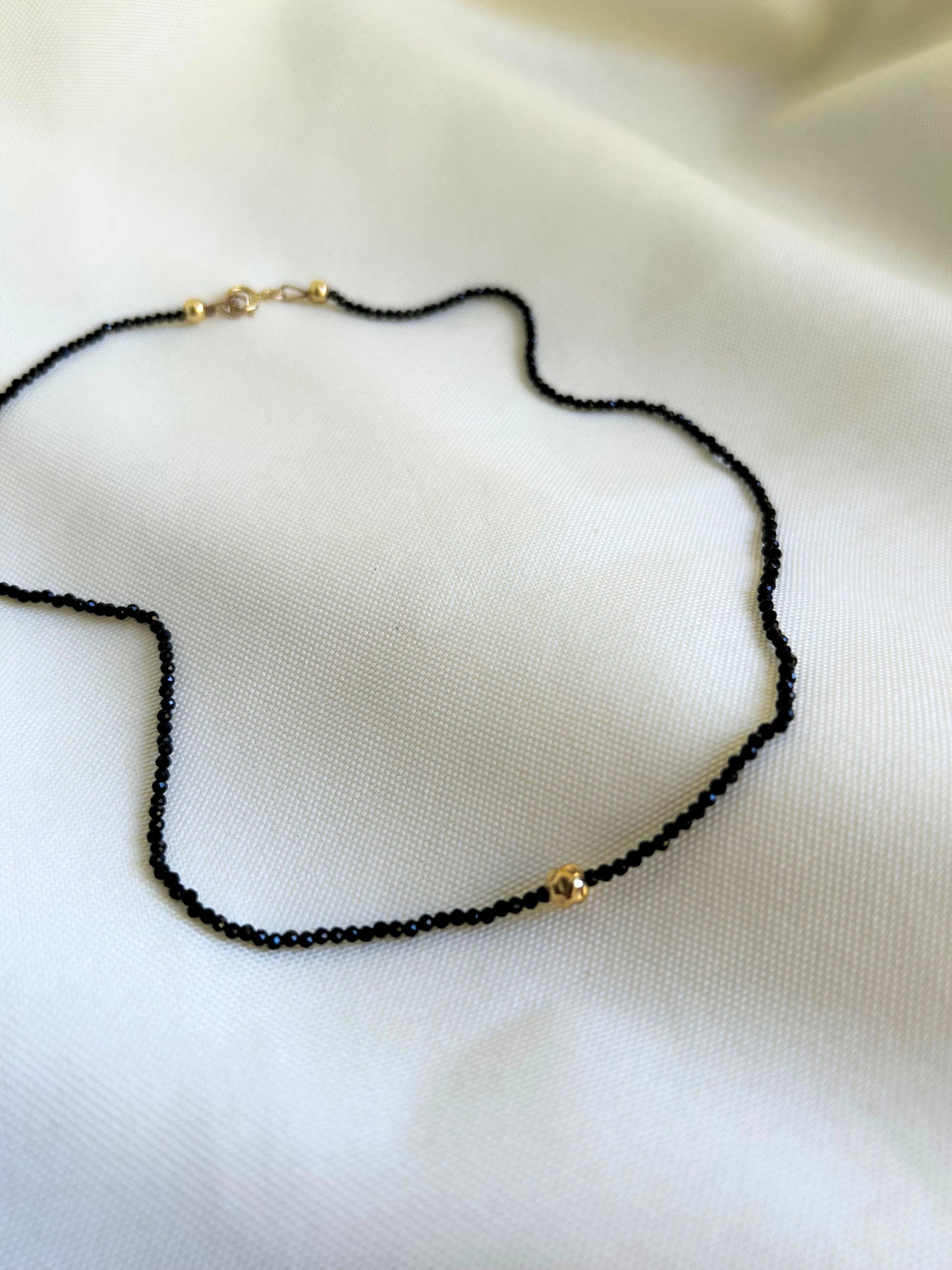 Baby Gem Necklace in Black Spinel